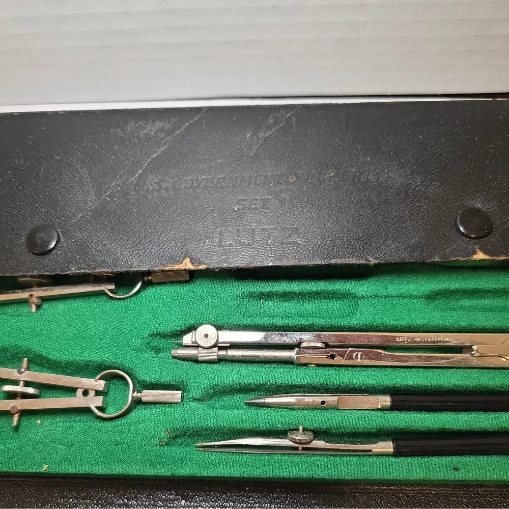 Vintage Tower Precision Germany Drafting Protractor Set with Case